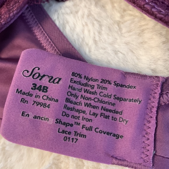 34B Soma Enhancing Shape full coverage lace trim lightly lined bra - Picture 2 of 4